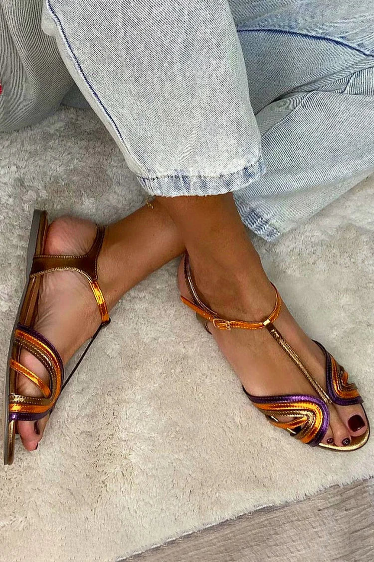 Viviana T-bar sandaler i middelhavsfarver