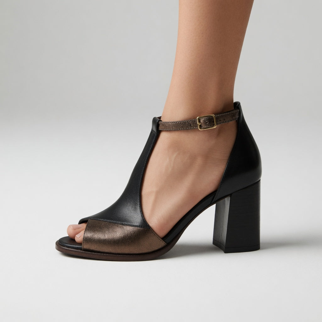 Elwira™ — Sandal med blokhæl i to farver og markant urban elegance