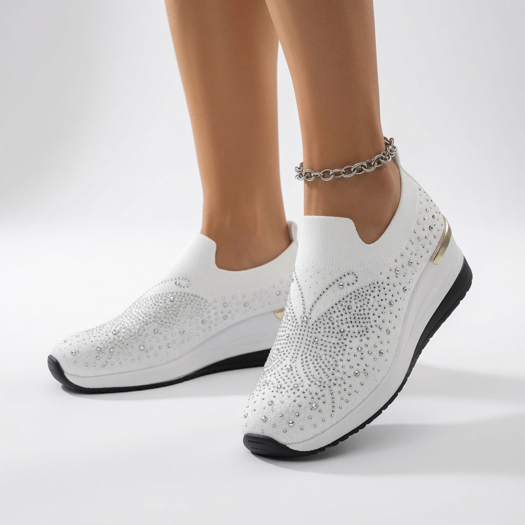 Brillantine™ — Elegant slip-on sneaker med plateau og strass