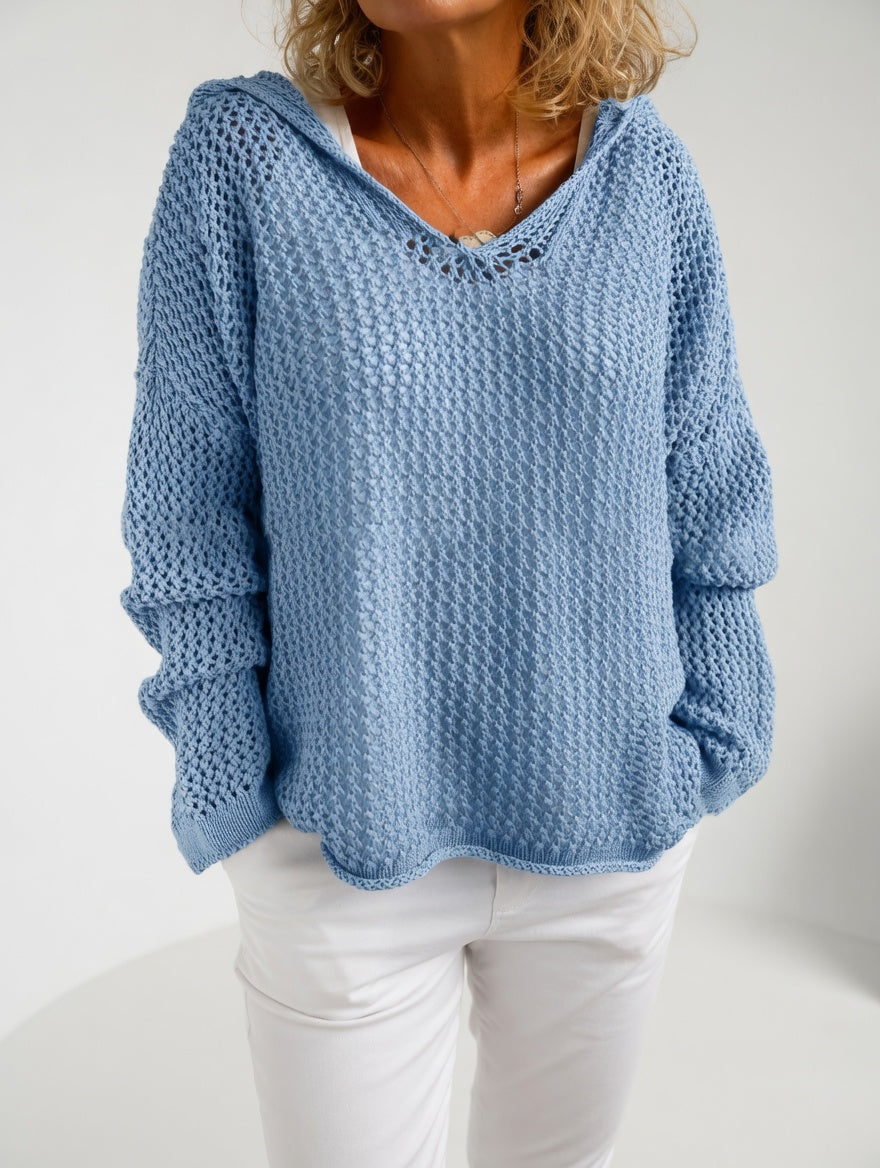 Évarielle™ – Sweater i hulstrik med afslappet halsudskæring