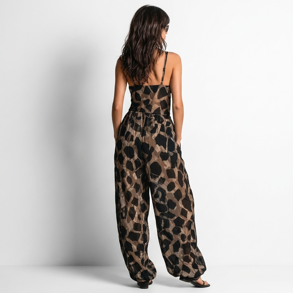 Zarellia™ — Flydende leopardjumpsuit med vild elegance