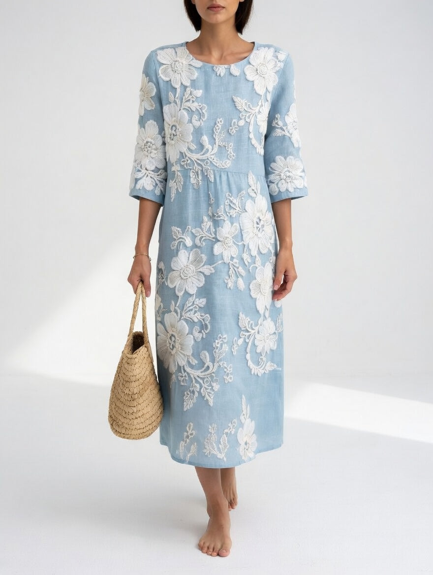 Florésia™ — Elegant flydende midikjole med blomster