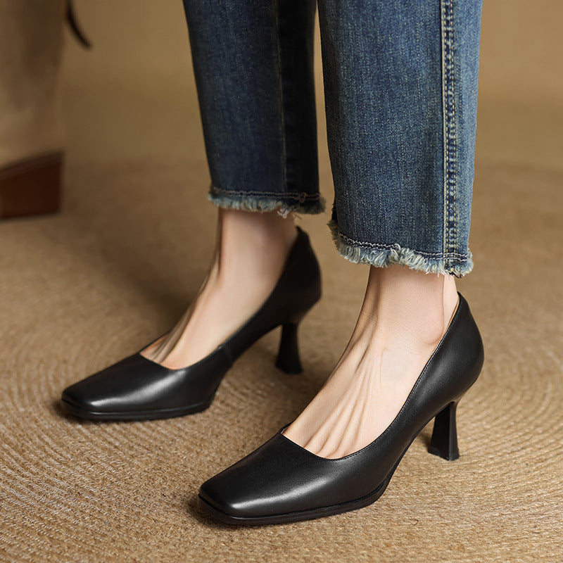 Elviera pumps i læder