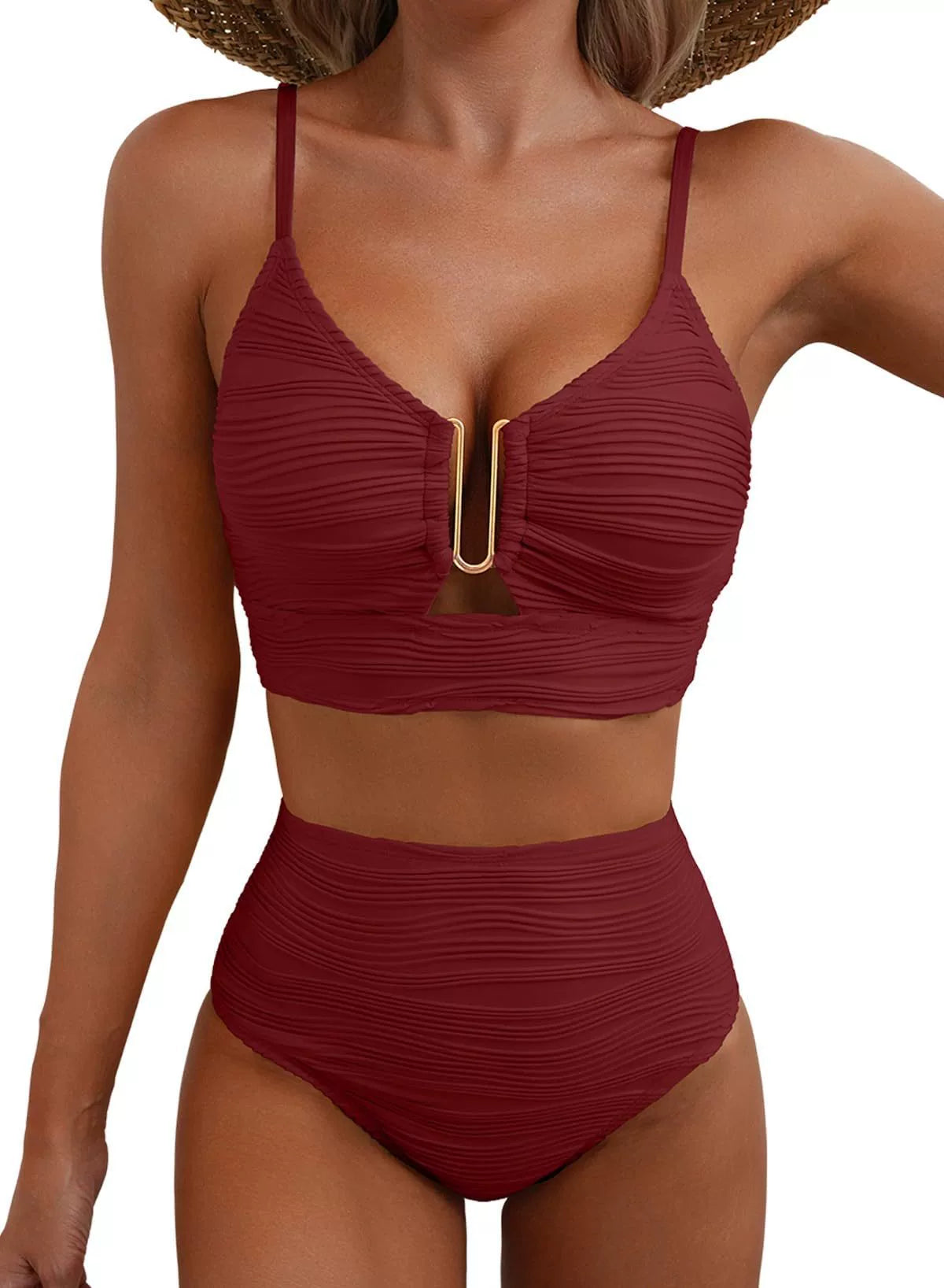 Højtaljet bikinisæt Golden U-Link