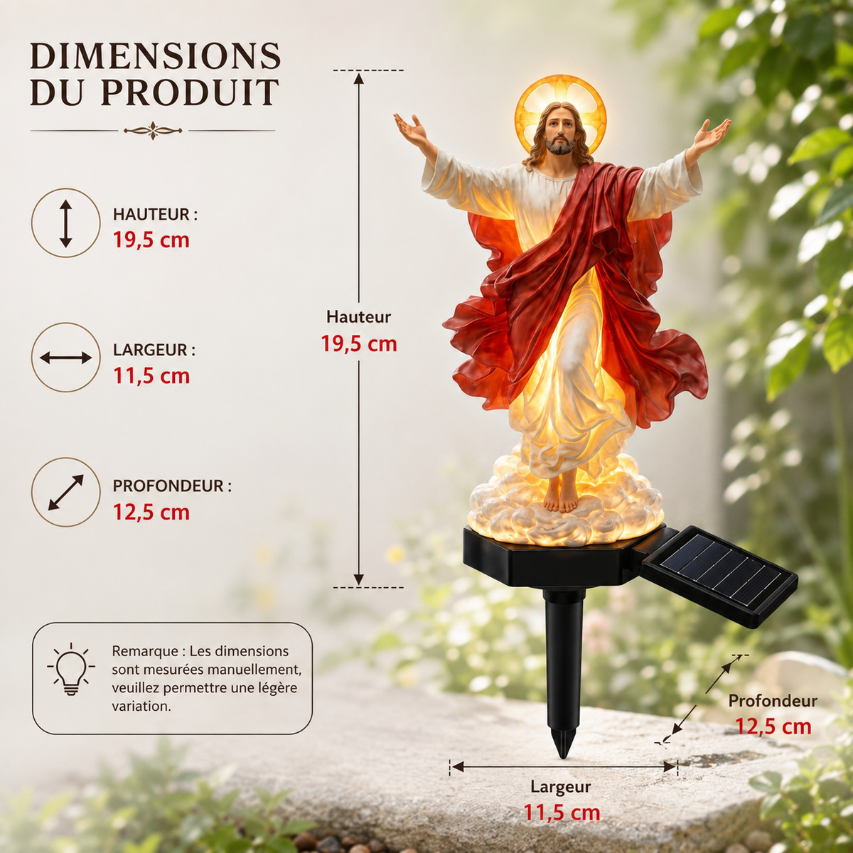 Luméange™ — Solcellestatue med lysende engel til haven