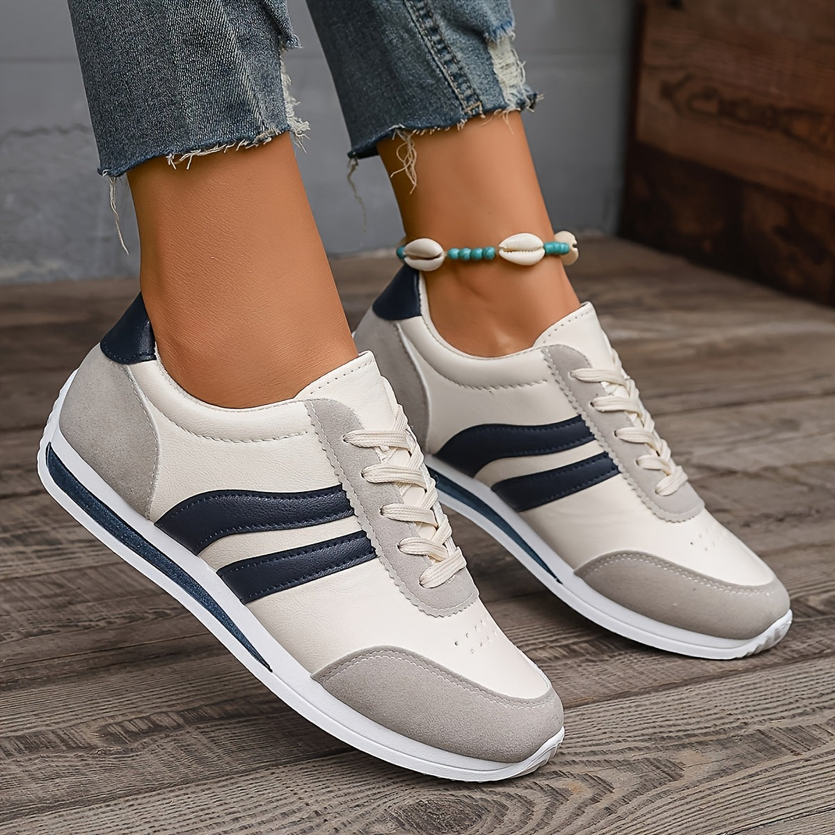 Lucienne™ — Hvide, elegante og komfortable sportssneakers