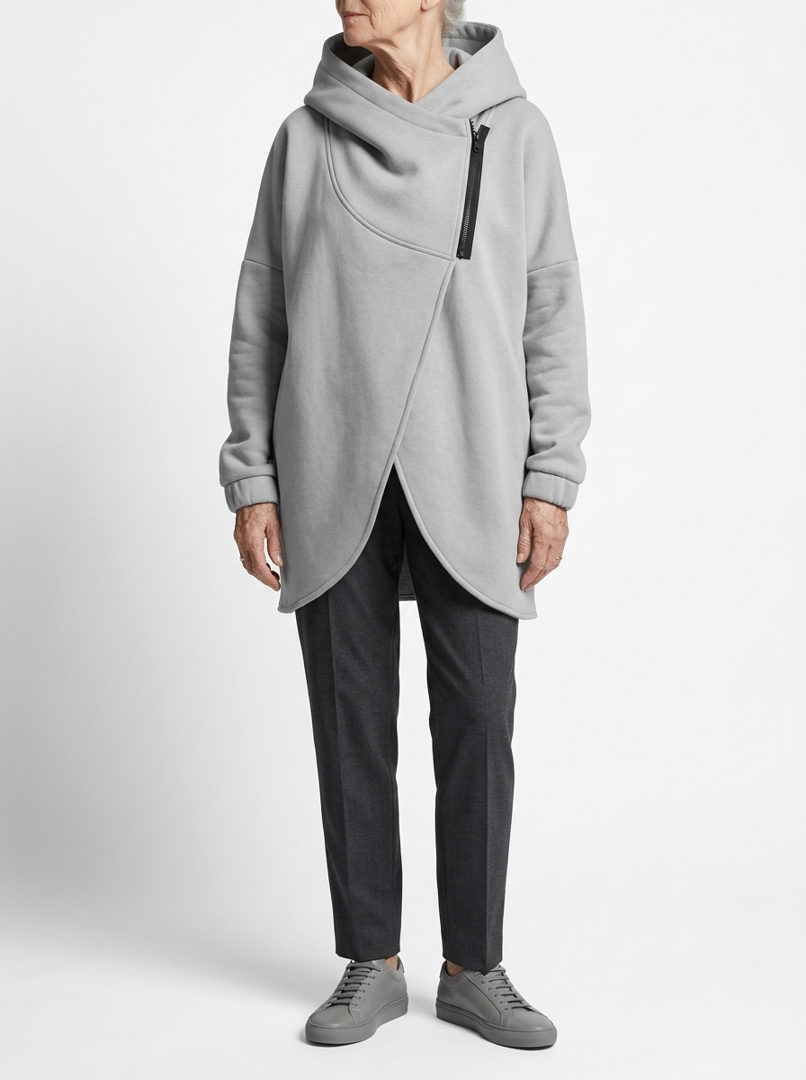 Doriane™ — Hyggelig asymmetrisk sweatshirt med lynlås i urban stil