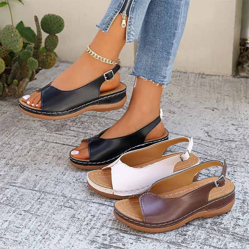 Komfortable retro-sandaler til kvinder med åben tå