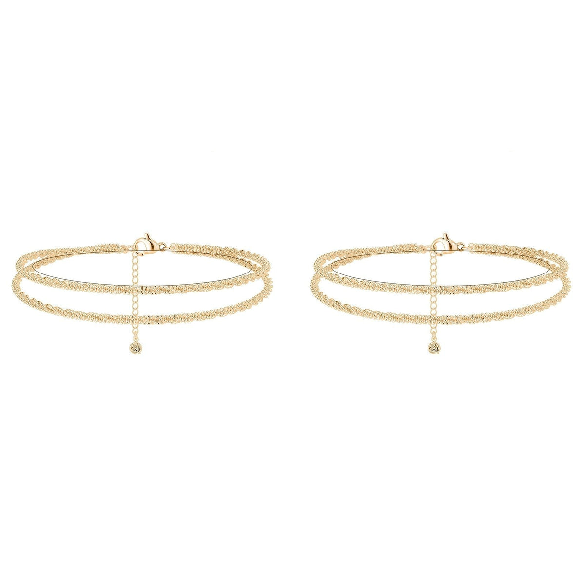 Dorelle™ — Ankelkæde med dobbelt kæde i guld og sølv, minimalistisk elegance