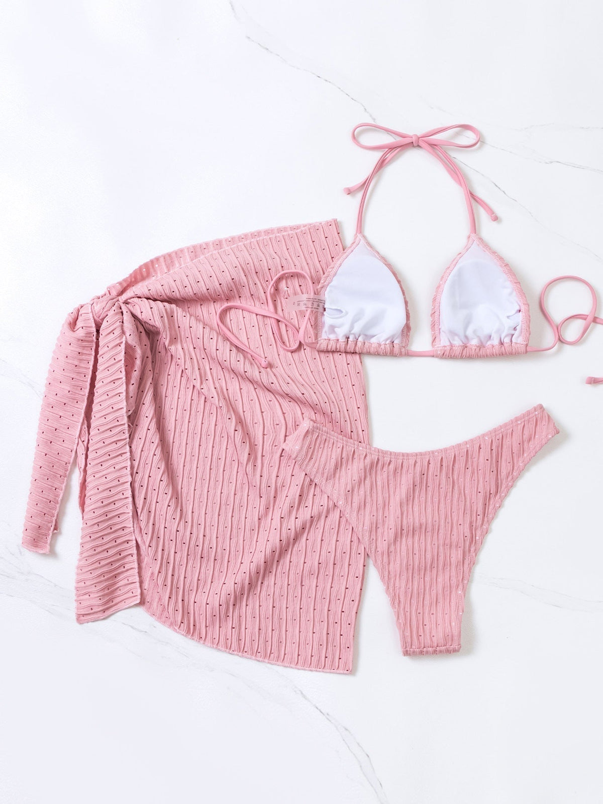 Malibu-bikini – Triangeltop og trusse med nederdel (3 dele)