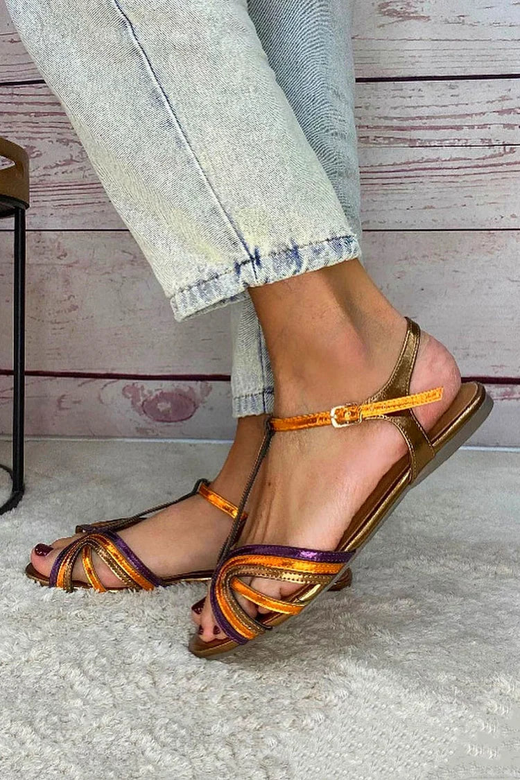 Viviana T-bar sandaler i middelhavsfarver