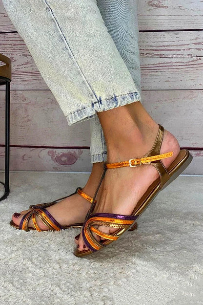 Viviana T-bar sandaler i middelhavsfarver