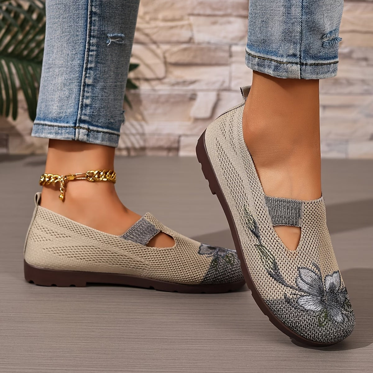 Rosalie™ — Elegante ergonomiske ballerinasko med blomstermotiv