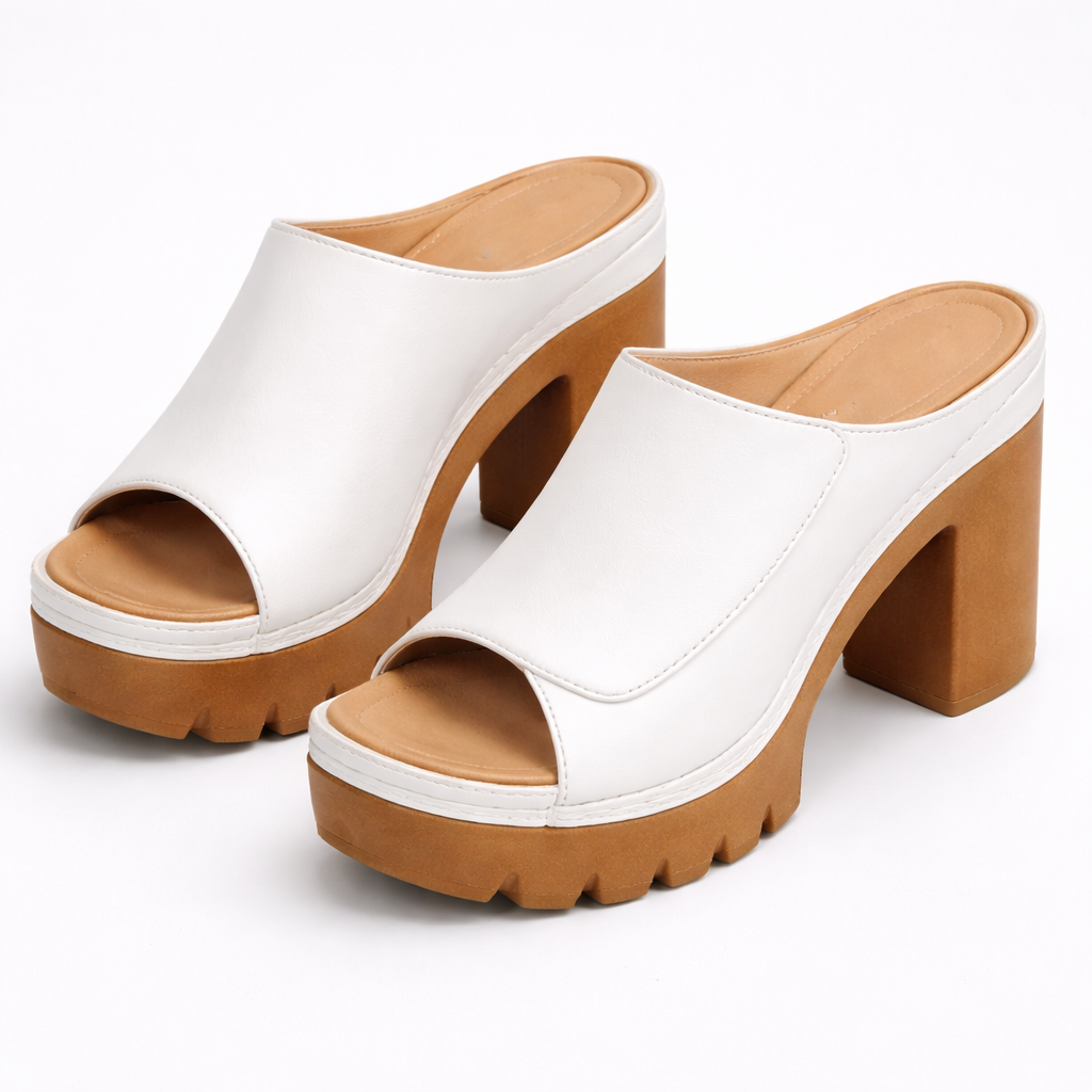 Cléophée™ — Mule med blokhæl og tandet plateausål i urban stil