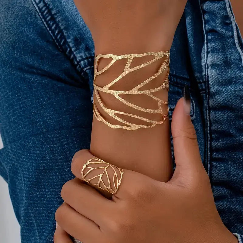 Vintage stift armbånd med dekorativt blad