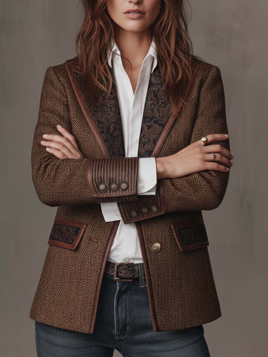 Gisèle | Blazer med paneler og sildebensprint