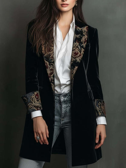 Léontine | Taljeret blazer med sort barokprint