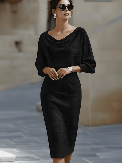 Clarisse™ — Elegant tidløs draperet midikjole