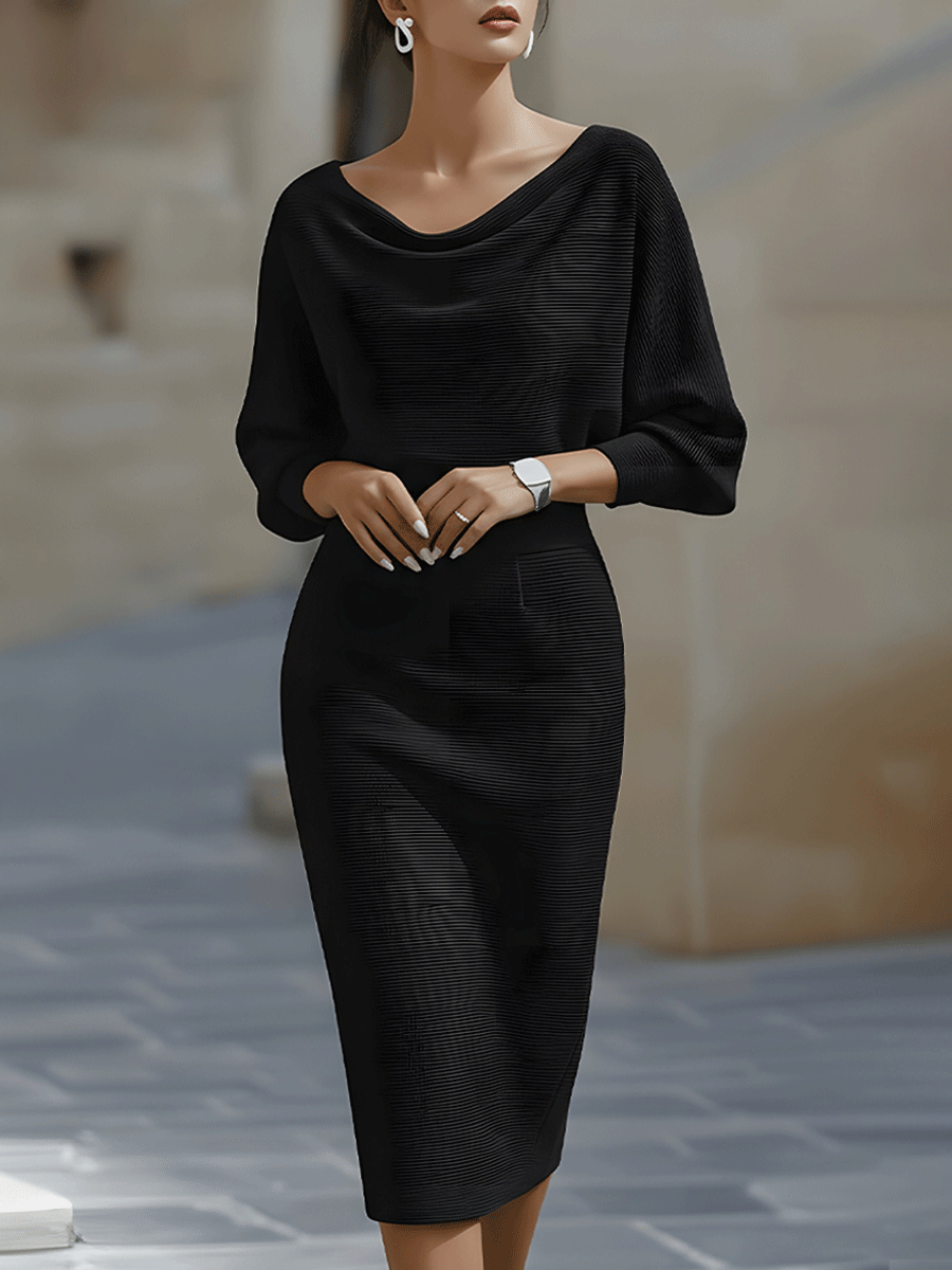 Clarisse™ — Elegant tidløs draperet midikjole