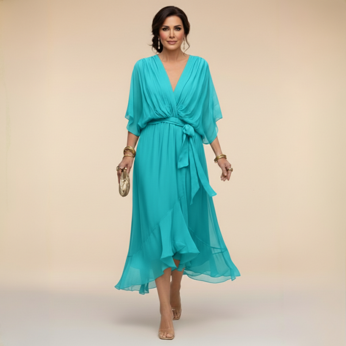 Monica — Elegant lang kjole med flydende fald