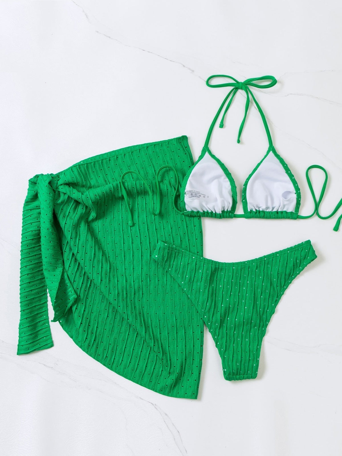 Malibu-bikini – Triangeltop og trusse med nederdel (3 dele)