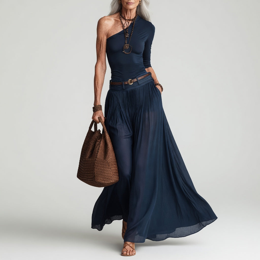 Constance™ — Elegant asymmetrisk lang kjole med én skulder