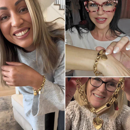 Chunky armbånd med guldhjerte