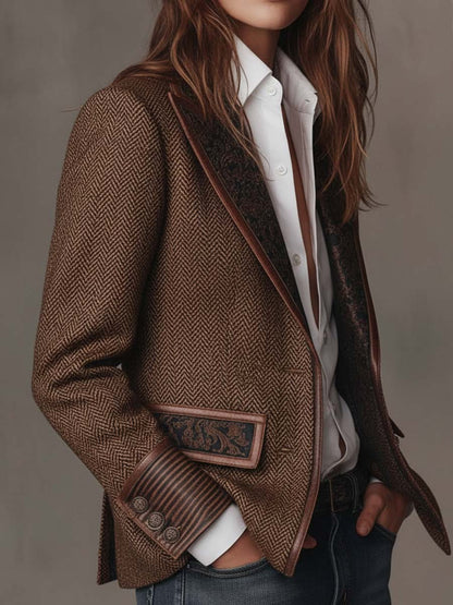 Gisèle | Blazer med paneler og sildebensprint