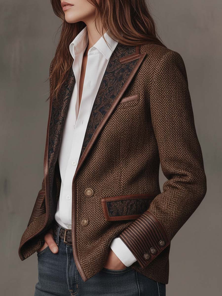 Gisèle | Blazer med paneler og sildebensprint