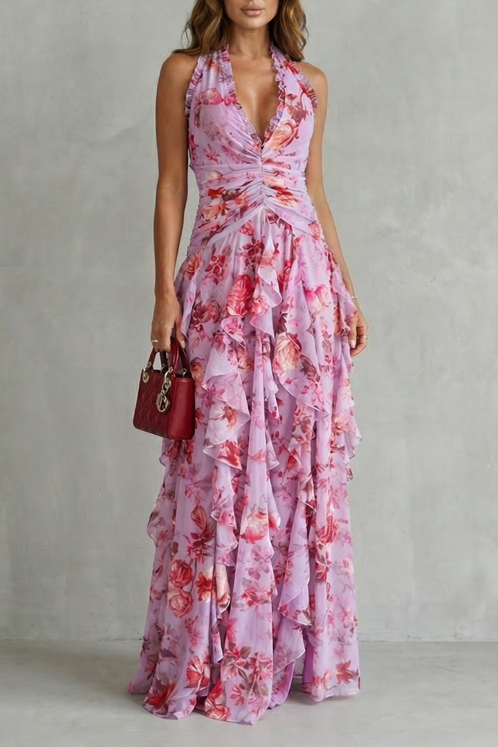Elegant lang kjole med halterneck - Maison Claire et Sylvie
