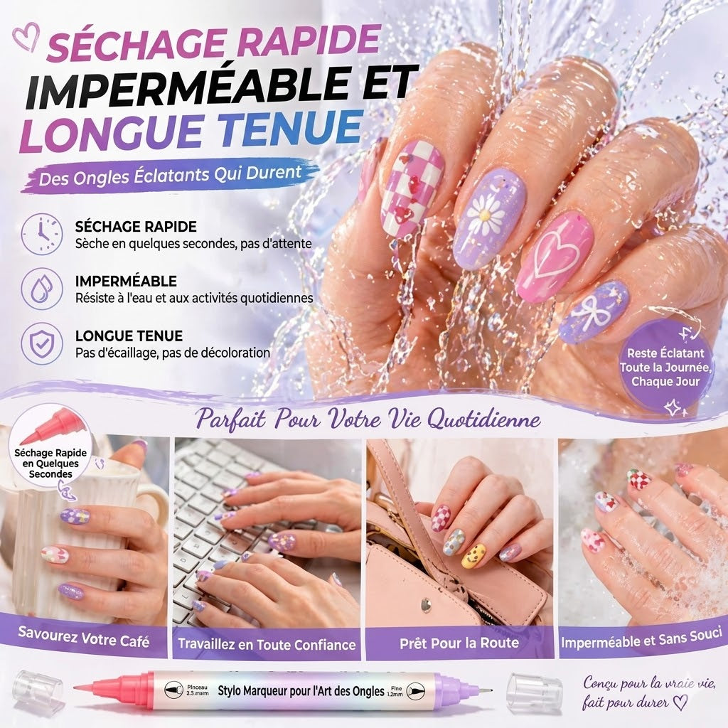 Pinceline™ — Sæt med 24 nailart-tusser med 0,02 in fin præcisionsspids, langtidsholdbare og vandfaste