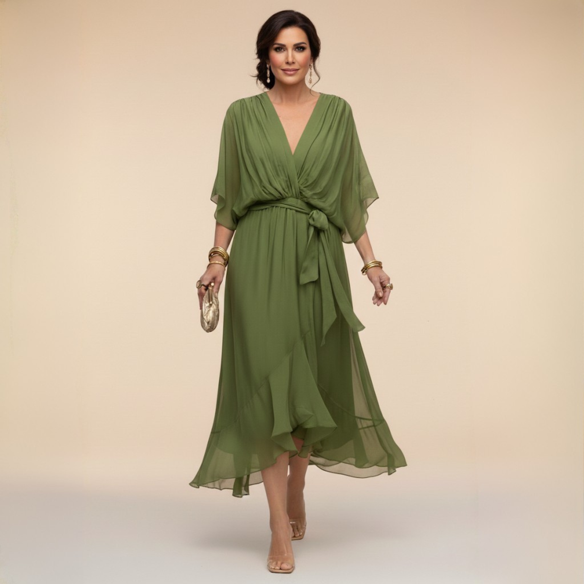 Monica — Elegant lang kjole med flydende fald