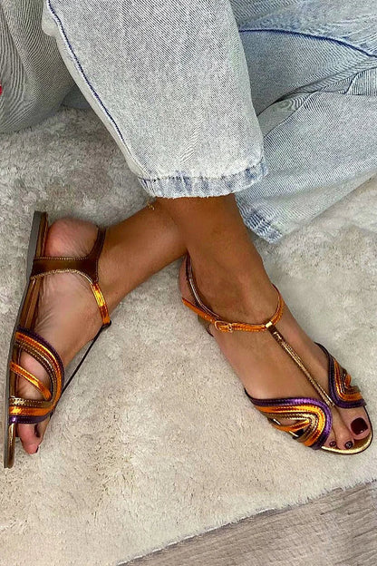Viviana T-bar sandaler i middelhavsfarver