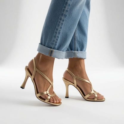 Elisabetta | Elegante gyldne sandaler med hæl
