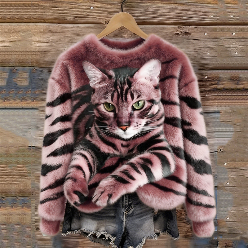 Marie™ | Blød og elegant sweater med katmotiv