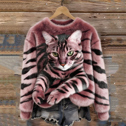 Marie™ | Blød og elegant sweater med katmotiv