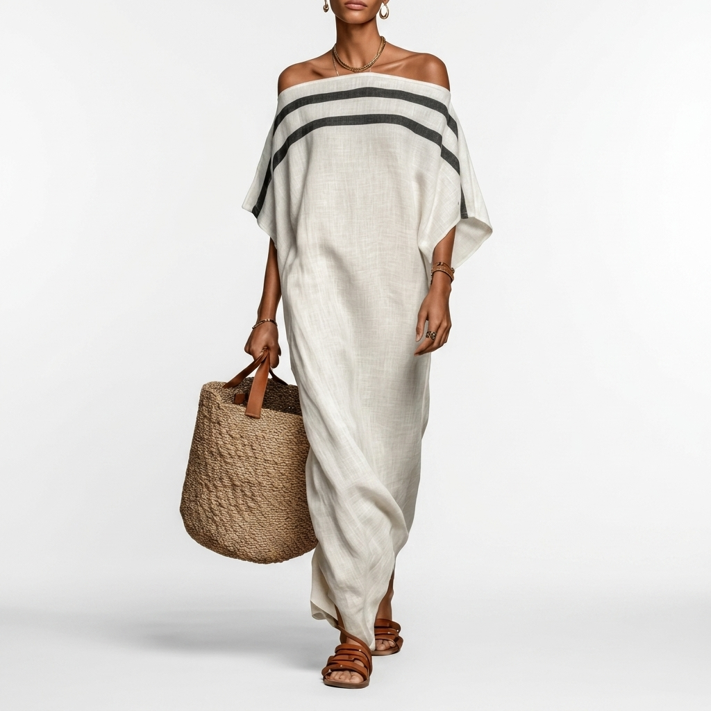 Aveline™ | Maxikjole med off-shoulder og flagermusærmer