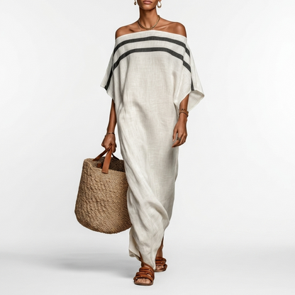 Aveline™ | Maxikjole med off-shoulder og flagermusærmer