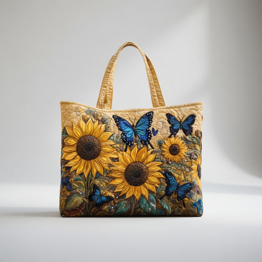 Artisan Tote Bag - Solsikker og Blå Sommerfugle