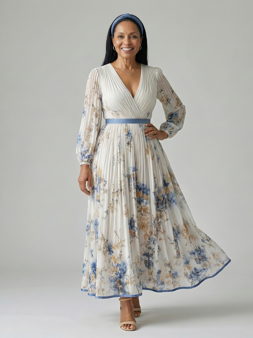 Rielle | Plisseret midikjole med wrap-look