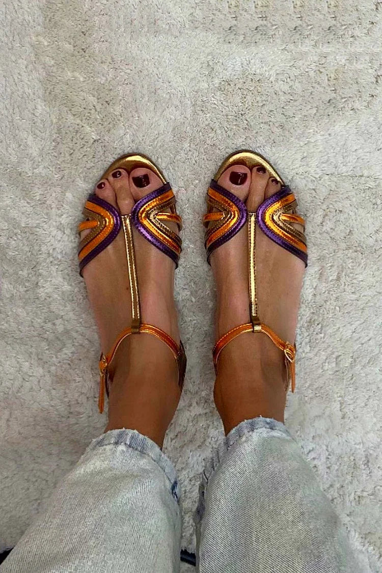 Viviana T-bar sandaler i middelhavsfarver