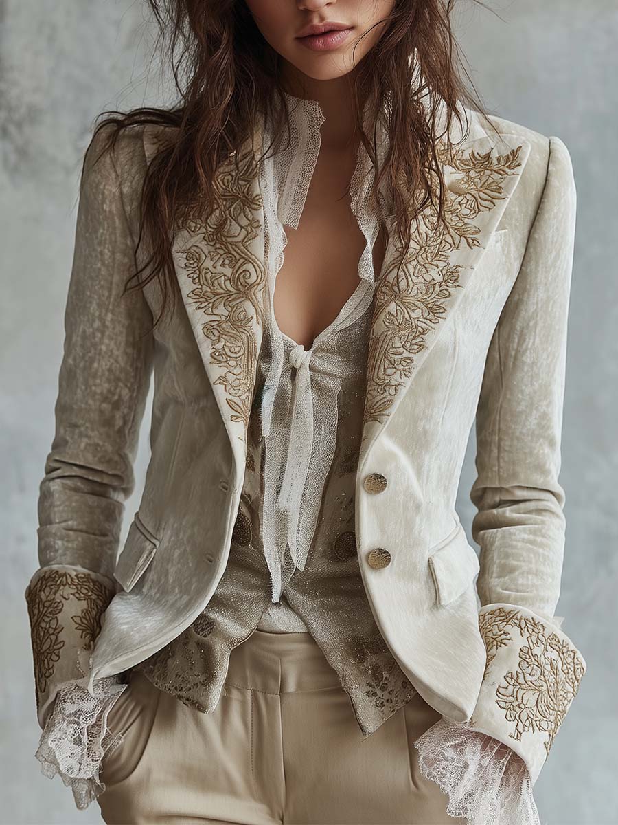 Constance | Skræddersyet elfenbensblazer med broderi