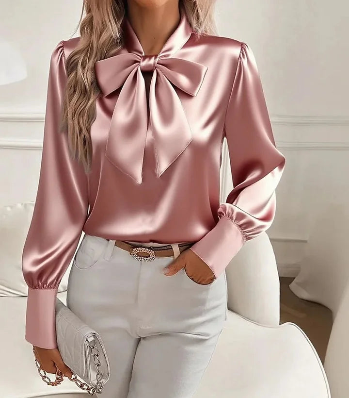 Élodine™ — Elegant satinbluse med lange ærmer
