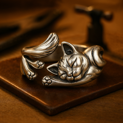 Marianne™ | Vintage ring med kattemotiv