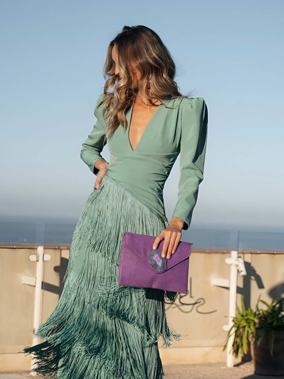Udsvingskjole med elegante frynser - Maison Claire et Sylvie