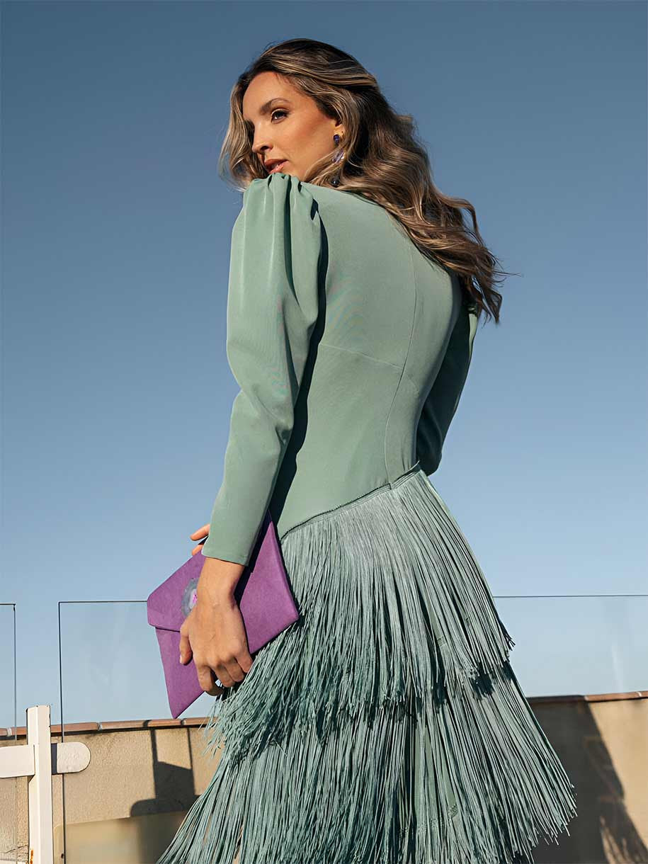 Udsvingskjole med elegante frynser - Maison Claire et Sylvie