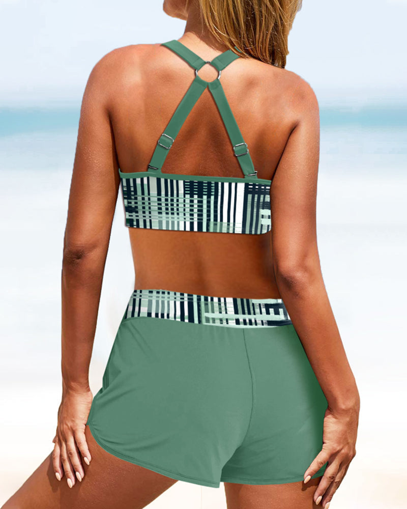 Janette - Højtaljet ribbet bikini