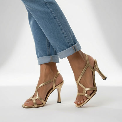Elisabetta | Elegante gyldne sandaler med hæl