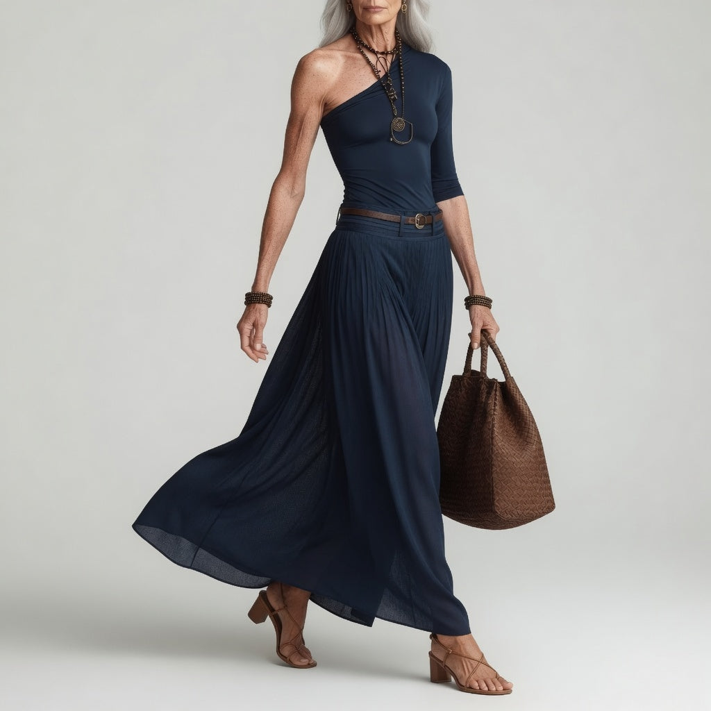 Constance™ — Elegant asymmetrisk lang kjole med én skulder