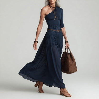 Constance™ — Elegant asymmetrisk lang kjole med én skulder